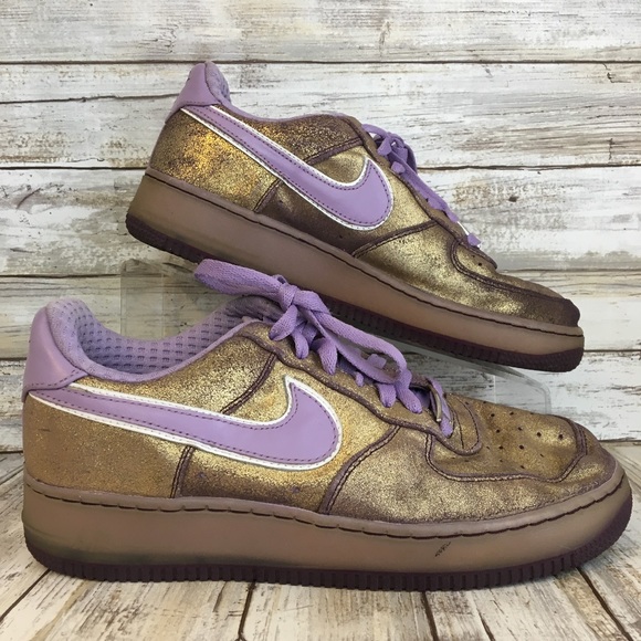 purple and gold air force ones